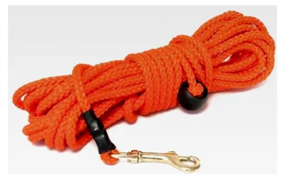 Produktbild von Nylon Feldleine rund 7mm neonorange 30m mit Messingkarabinerhaken