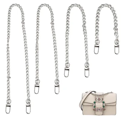 Taschenketten, Silber, 4 Stück, 30–120 cm, Metall-Schulterriemen
