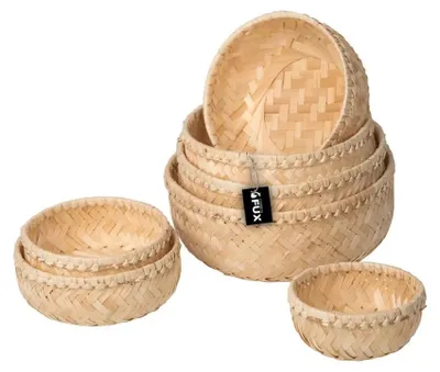 Produktbild von Schalen Set Weide rund natur 7 teilig geflochten Körbchen zur Aufbewahrung