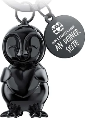 Produktbild von FABACH Pinguin Schlüsselanhänger Frosty mit Herz - Glücksbringer Pinguin Geschenke Freundin - Partner Geschenke Liebe Schlüsselanhänger Paare Jahrestag - Gravur EIN Leben lang an deiner Seite