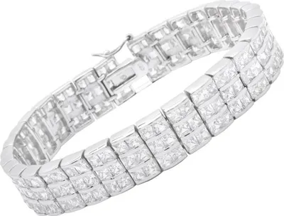 Produktbild von Damenarmband mit Zirkonia dreireihig aus 925er Silber SB0043