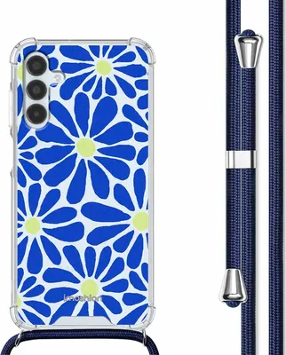 Image de imoshion Étui design avec cordon pour le Samsung Galaxy A15 (5G/4G) - Bleu cobalt Flowers Connect