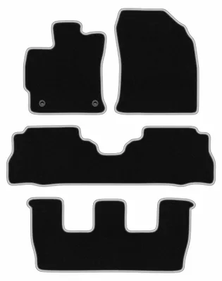 Image de Tapis de sol en moquette pour Toyota Prius III Plus 2011- (7 places) – jeu 4 pièces, noir/argent, sur mesure – Wielganizator CARLUX
