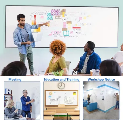 Produktbild von Whiteboardfolie, 120 x 60 cm, magnetisch selbstklebende Whiteboardfolie, DIY, inklusive Marker, Schwamm und Magneten, für Schule, Büro und Zuhause