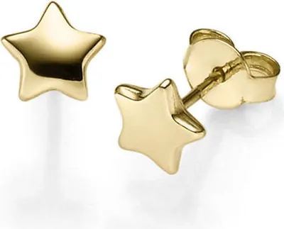 Produktbild von Paar Ohrringe Ohrstecker Sterne 7mm aus 585 Gold Gelbgold Ohrschmuck glänzend