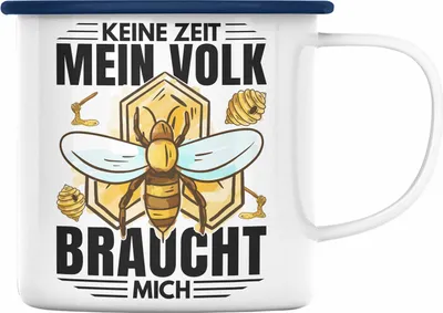 Produktbild von Trendation - Imker Geschenk Emaille Tasse Spruch Geschenkidee Bienen Bienenzüchter (Blau)