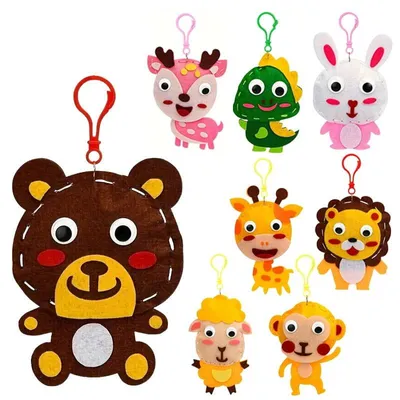 Image de Kit de couture en feutrine Enfants Pendentifs Animaux - 8 pièces - Kit couture feutrine dès 5 ans