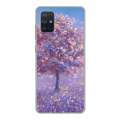 Produktbild von MuchoWow® Handyhülle Schutzhülle Hülle für Samsung Galaxy A71 Baum - Sommer - Rosa Silikon Softcase Handy Hülle - Kartenbesitzer