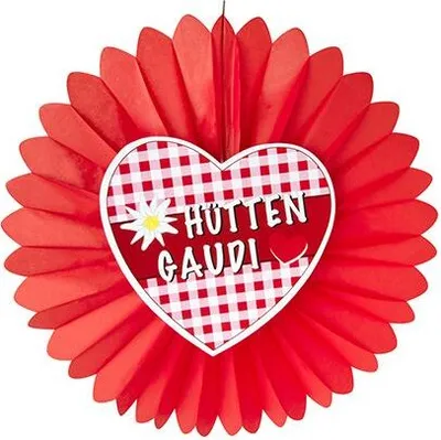 Produktbild von PAPSTAR Dekofächer "Hüttengaudi" rot / weiß