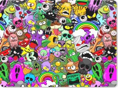 Produktbild von MuchoWow® Mauspad Mousepad Teenager - Monster - Kritzeln - Muster 40x30 cm - Mousepads - Maus Mat - Pad - Mausunterlage - Anti Rutsch