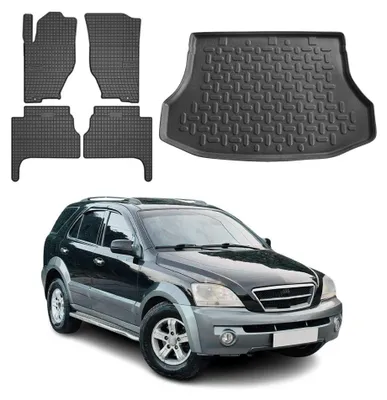Immagine prodotto di Set di tappetini e fodere per il bagagliaio per Kia Sorento 2003-2009 in gomma nera TPE 5x