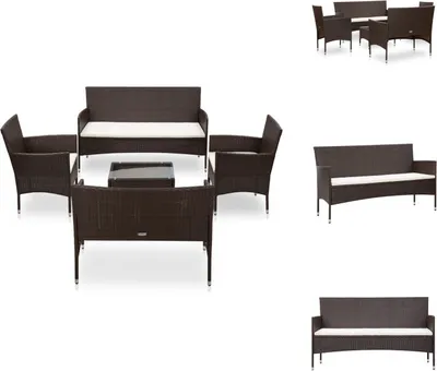 Produktbild von vidaXL 5-tlg. Garten-Lounge-Set mit Auflagen Poly Rattan Braun -  Gartenmöbel-Sets