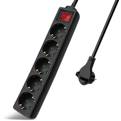 Produktbild von EXTRASTAR Steckdosenleiste mit 5 Steckdosen und Schalter, Kabel 1,5 m, Flachstec