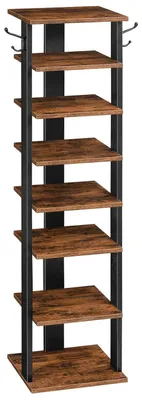 Image de TRANKIELO® - Étagère à chaussures avec 8 niveaux – Design gain de place – Idéale pour l'entrée, le couloir, la chambre – Style vintage, couleur marron et noir