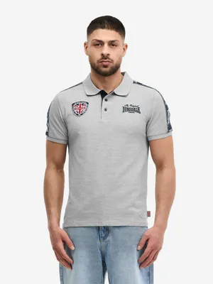 Immagine prodotto di Polo da uomo vestibilità normale PELTON Grigio melange/Blu navy scuro/Ecru S Lonsdale