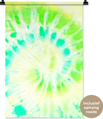 Produktbild von MuchoWow® Wandteppich Wandbehang Krawattenfärbung - Grün - Gelb 60x90 cm Tapisserie Dekoration Wandtuch - Foto-Teppich - Abwaschbar