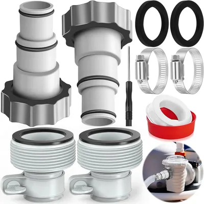 Imagen del producto de Adaptadores para manguera de piscina, juego de 4 unidades, de 32 mm a 1,5 pulgadas / 38 mm, color , para bomba y filtro