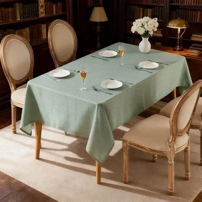 Produktbild von Unyqoos® Polyester-Tischdecke in Leinenoptik, grün, 90 x 140 cm – kratz- & hitzeabweisend, abwaschbar, pflegeleicht für Garten, Esszimmer und Feiern