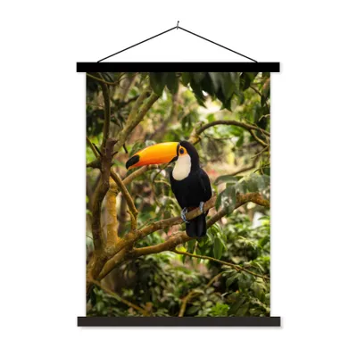 Produktbild von MuchoWow® Textilposter Vogel - Tukan - Dschungel - Natur - Tropisch 90x120 cm mit schwarzem Rahmen - Dekoration