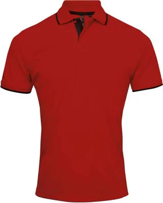 Image de Premier - polo "Coolchecker" pour homme PC5466 (M) (Rouge/Noir)