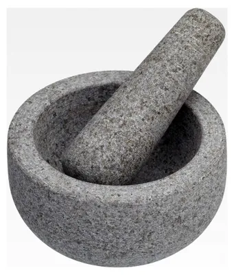 Produktbild von Mörser und Stößel-Set aus porenfreiem Granit, 12 x 9 cm, Grau