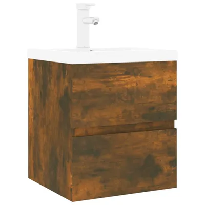 Produktbild von Waschbeckenschrank mit Einbaubecken Räuchereiche Holzwerkstoff