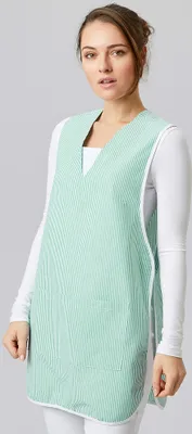 Produktbild von Überwurfschürze, grün-weiß gestreift, Gr. XL : 65% Polyester, 35% Baumwolle, 170gm2 : XL : grün gestreift