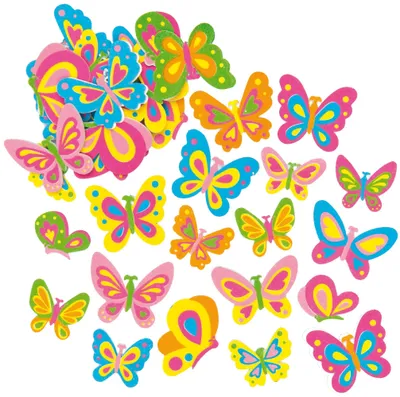 102 Schaumstoff-Sticker Schmetterlinge, 30-40 mm, Bastelset für Kinder
