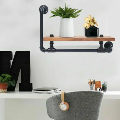 Produktbild von Wandregal Retro Wandhalterung Industrielle Bücherregal Rohr Regale Wandmontage Küchenregal Holz Regal