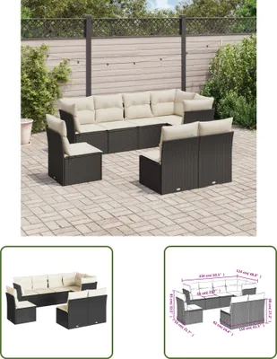 Produktbild von The Living Store 8-tlg. Garten-Sofagarnitur mit Kissen Schwarz Poly Rattan