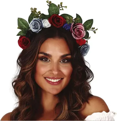 Productafbeelding van Haaraccessoire met kleurrijke bloemen, rozen en bladeren