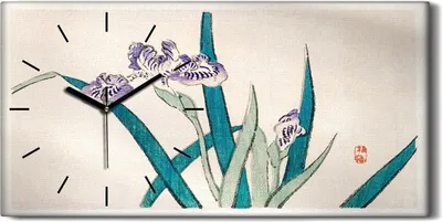 Produktbild von Dekor Leinwand Uhr Wandbilder Geräuschlos 60x30 Malerei Asiatische Blumen - schwarze Hände
