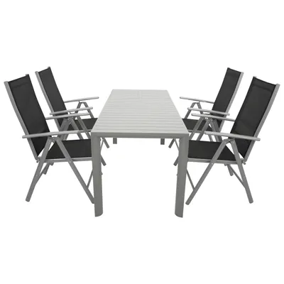 Produktbild von DEGAMO Gartengruppe Gartenset BAGO 5-teilig, Aluminium silbergrau, wetterfest