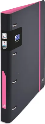 Immagine prodotto di Raccoglitore ad anelli OXFORD European Binder For Students, A4, dorso 30 mm, 4 anelli a D, copertina in polipropilene espanso, bicolore, nero/rosa