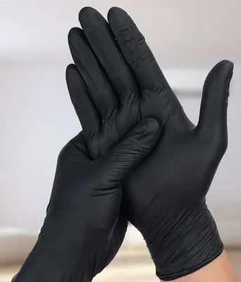 Obrázok produktu pre Čierne opakovane použiteľné rukavice, veľkosť M, 100 kusov v balení, kuchárske rukavice.