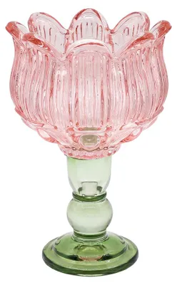 Imagen del producto de Soporte para velas pequeñas de cristal rosa, marca Clayre & Eef