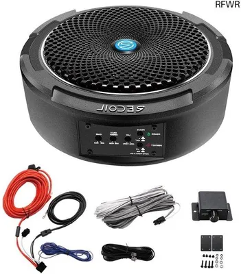 Productafbeelding van Auto-subwoofer, 8 inch, 240 watt, slank model voor onder de stoel - koperen kabelset