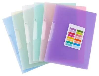 Productafbeelding van Set van 6 A4-plasticordners met naamkaartjes, transparant PP