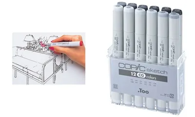 Produktbild von Copic 12 Sketch Layoutmarker farbsortiert 1.0+ 6.0 mm