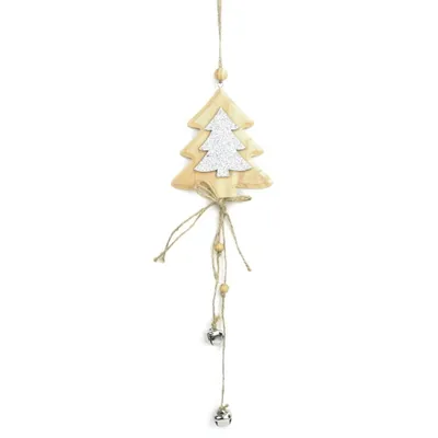 Produktbild von Silberner Weihnachtsdekoration Hängebaum mit Glocken, 40 cm