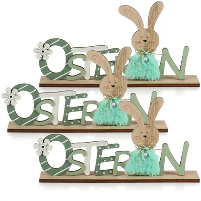 Produktbild von COM-FOUR® 3x Deko Aufsteller für Ostern - Schriftzug mit Osterhasen