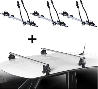Produktbild von 3x Fahrradträger SAGITTAR + Dachträger VDP EVO ALU kompatibel mit für Peugeot 108 5 Türer ab 2014