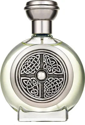 A close-up studio shot of a perfume bottle.