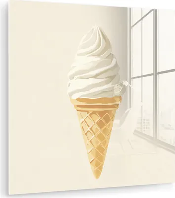 Produktbild von MuchoWow Glasbilder - Bilder auf Wandbild - Foto auf Glas Eiswaffel - Weiß 20x20 cm Wanddekoration aus Glas - Acrylglasbild - Acrylbilder - Bilder von Glas - Moderne
