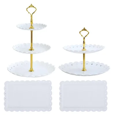Produktbild von Cupcake-Ständer, Desserttisch-Präsentationsständer, 2-/3-stöckiges Serviertablett für Snacks, Teepartys, Hochzeiten und Babypartys