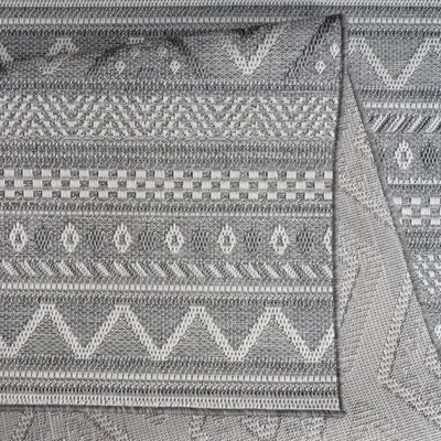 Produktbild von TT Home In-& Outdoor Teppich Wetterfest Balkon Küche Wohnzimmer Boho Rauten Design Größe 80 cm Rund