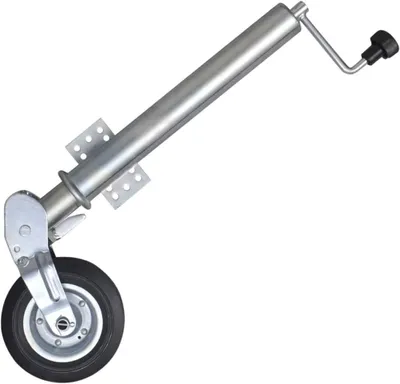 Produktbild von Klappbares Stützrad mit 400 kg Tragfähigkeit, 60 mm, höhenverstellbar von 70 bis 100 cm, 200 mm Vollgummirad für Anhänger und Wohnwagen