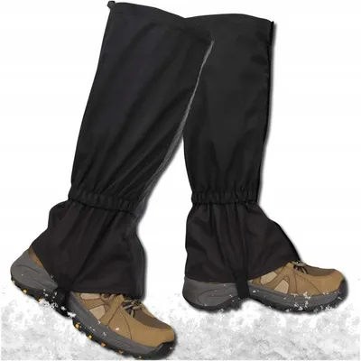 Produktbild von Wasserdichte Gamaschen 45 cm für Wandern Trekking Schnee Regen Schmutz Schwarz 2 Stück