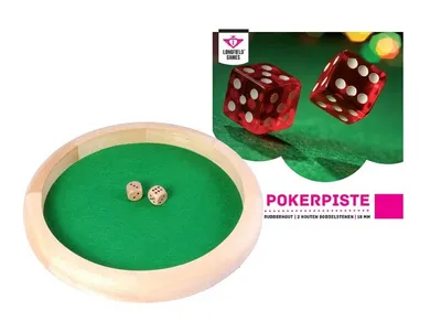Immagine prodotto di Longfield Games tavolo da poker in legno Ø 29cm vassoio per dadi con 2 dadi in legno