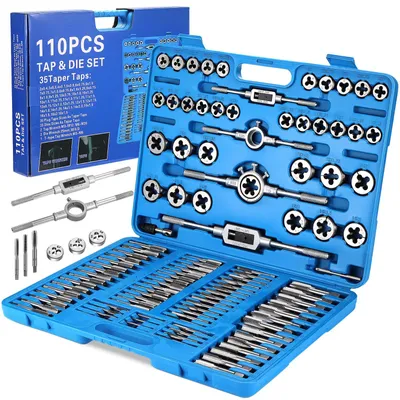 Productafbeelding van 110 stuks Tap and Die Set, Heavy Duty Carbon Staal M2-M18